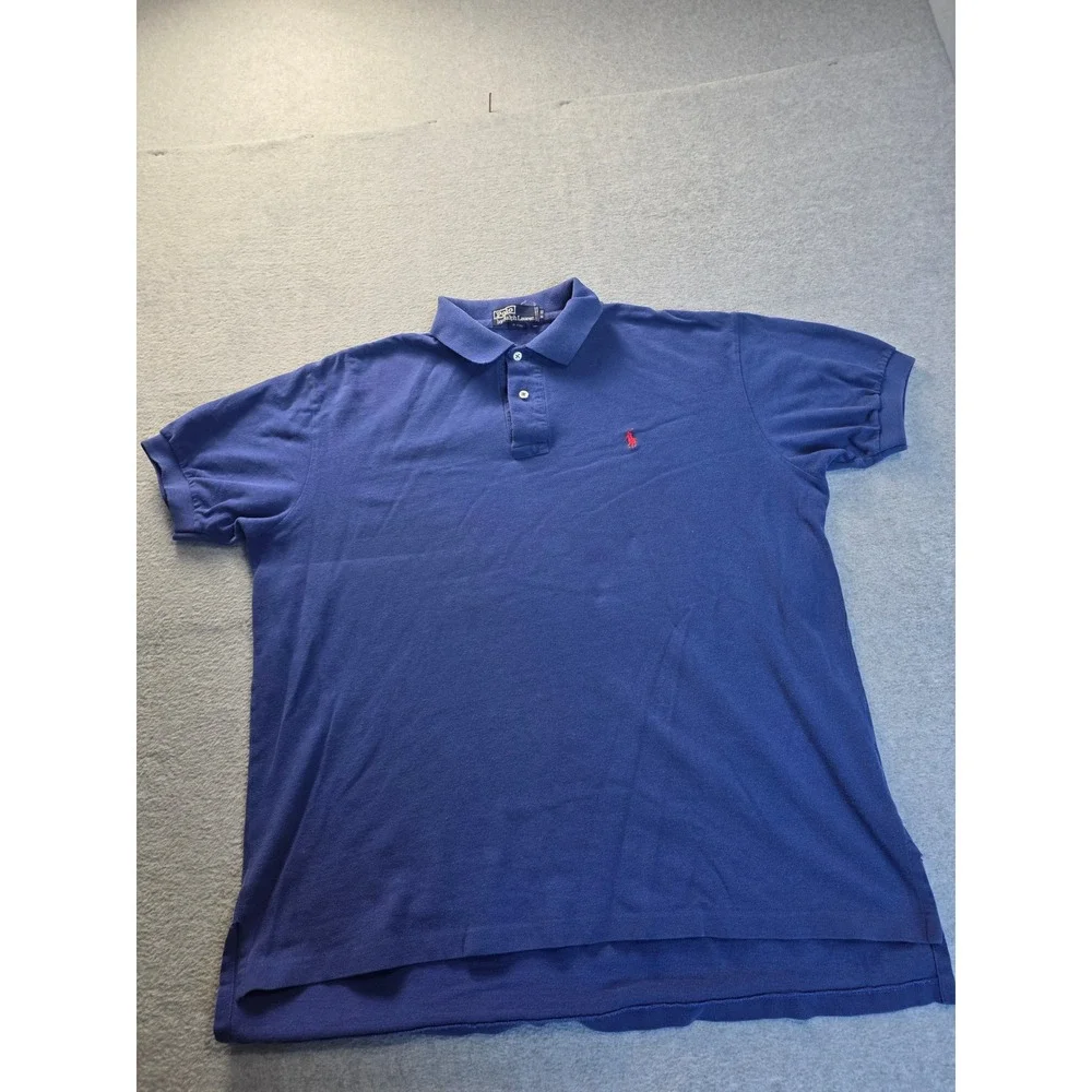 Polo Ralph Lauren Mens Blue Short Sleeve Cotton Pique Polo Shirt‎ XL Red Pony
